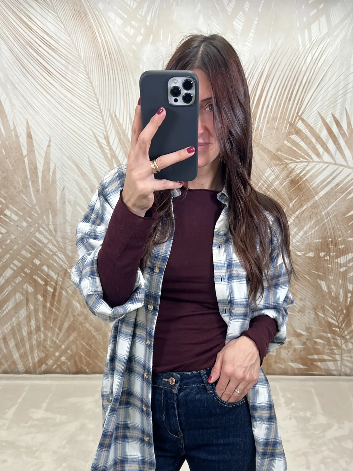 Camicia JDY Mauve a Quadri Blu