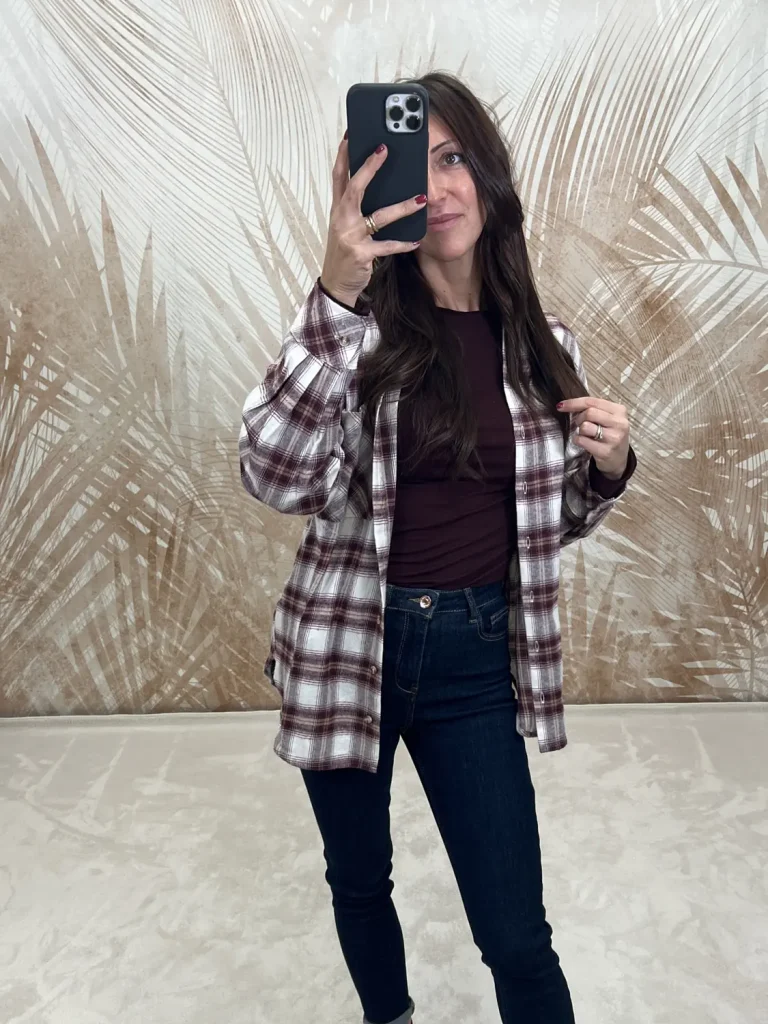 Camicia JDY Mauve a Quadri Bordeaux