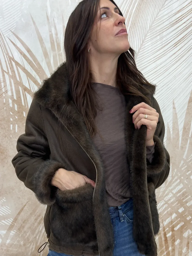 Giacca San Pantaleo Double Face Marrone