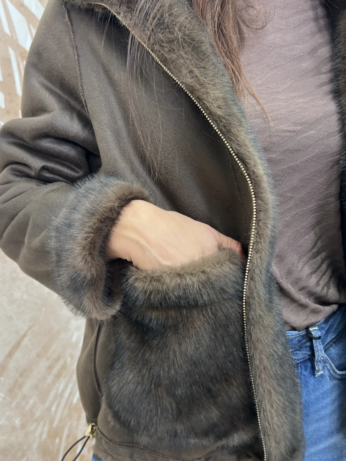 Giacca San Pantaleo Double Face Marrone