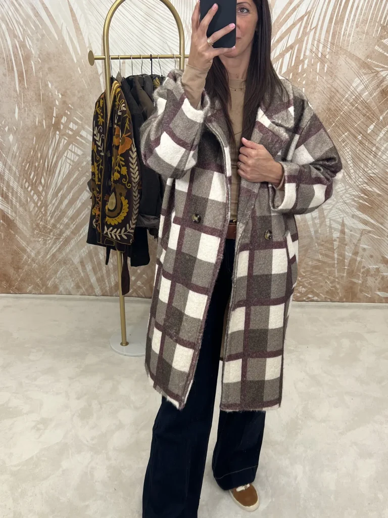 Cappotto Mina Orsh Tartan Marrone