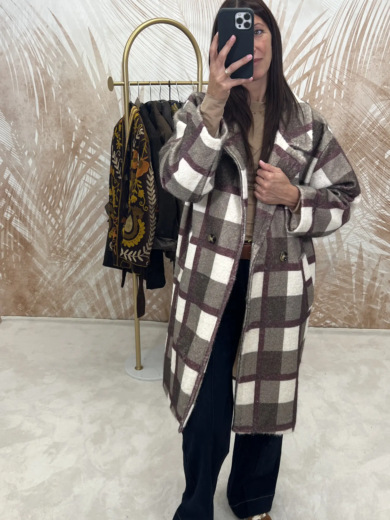 Cappotto Mina Orsh Tartan Marrone