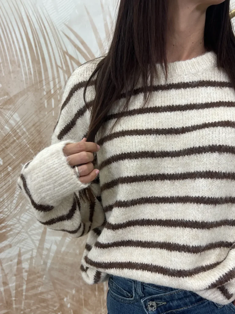 Maglione Mina Orsh Righe Panna