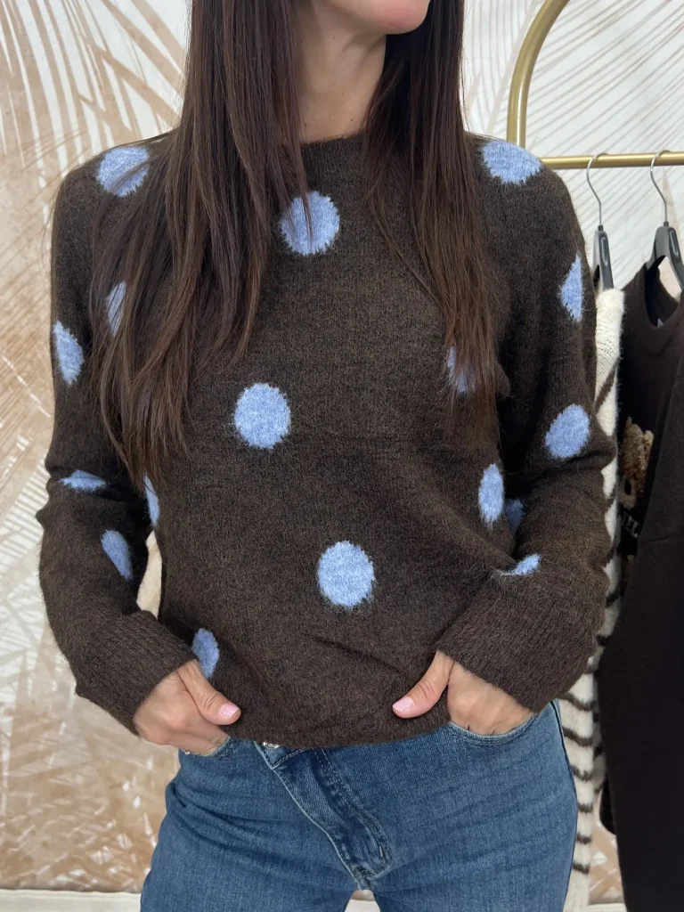 Maglione Mina Orsh Pois Marrone