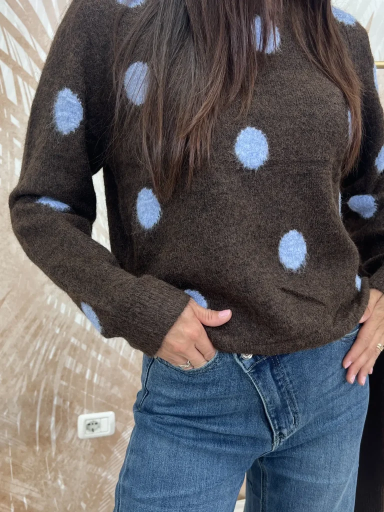Maglione Mina Orsh Pois Marrone