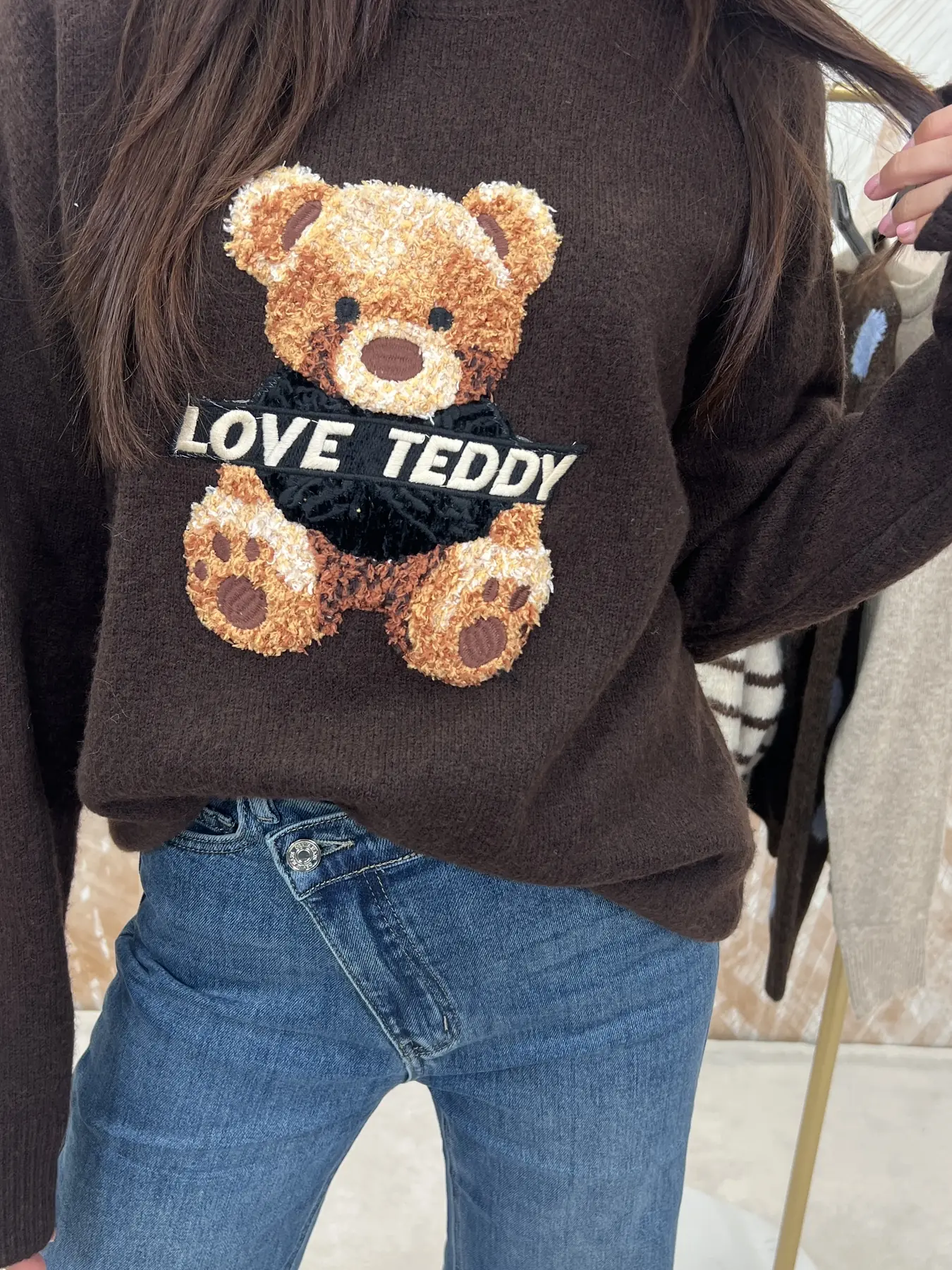 Maglione Mina Orsh Teddy Marrone