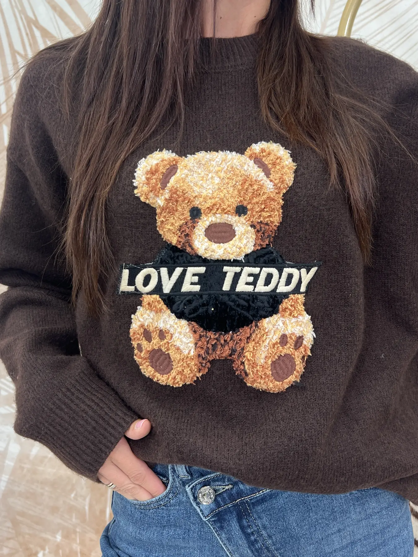 Maglione Mina Orsh Teddy Marrone
